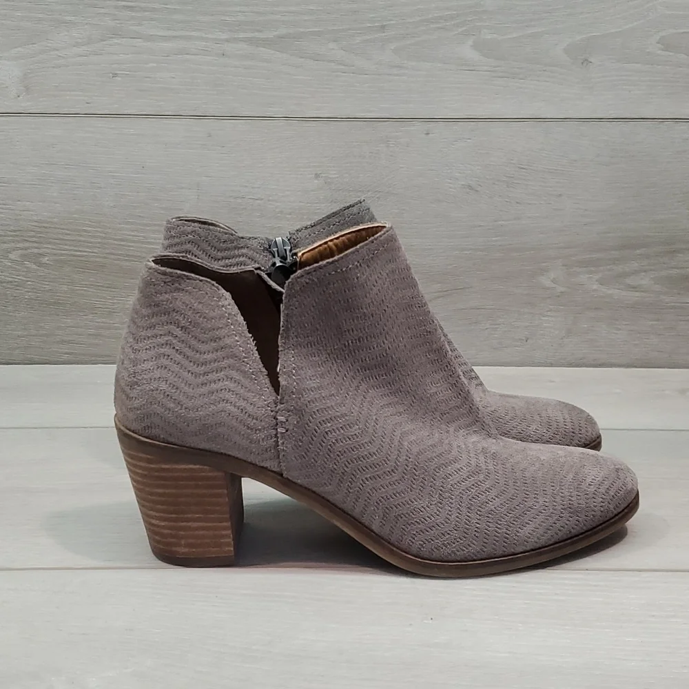 Lucky Brand Womens Pickla Ankle Suede-covered Heels Boots shoes sz 8M